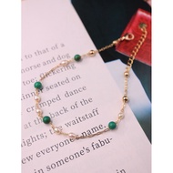 Turquoise × Freshwater Pearl | 14K Gold Chain Bracelet