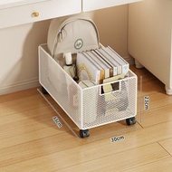 全城熱賣 - 書包置物架 桌下小收納架 可移動網格收納筐 儲物小推車 帶輪放置