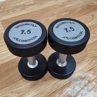 Technogym rubber-coated steel dumbbells 7.5kg