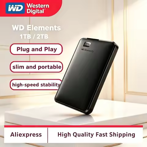 FOR WD External Hard Drive 2.5" USB 3.0, 1TB 2TB Western Digital Elements Portable External HDD Hard