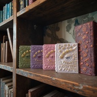 手账本 3D Embossed Sketch Notebook Student Bullet Journal Leather Paper Retro Diary Demon Eye Dragon 笔记