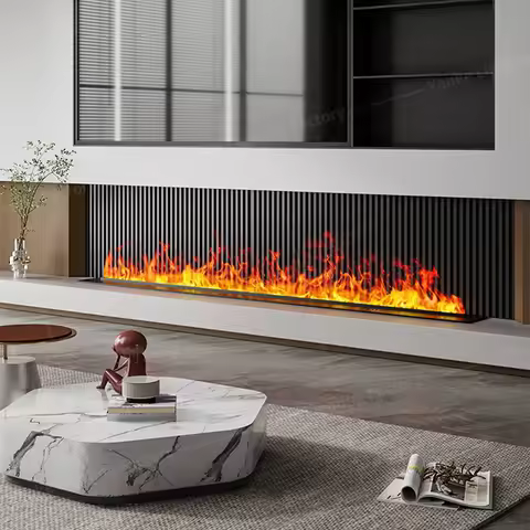 3D Water Electric Fireplace Mist Fireplace Embedded Realistic Mist Flame Remote Control APP Interior