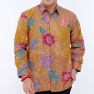 KEMEJA Men's premium Dobby cloth hand-drawn batik shirt with long sleeves and lining BA008