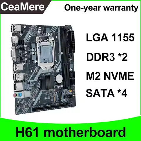 New H61-LGA 1155 desktop motherboard with X7-B91-V1.6A-AB chipset, supports Intel Core i3, i5, and i