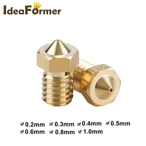 5/10pcs E3D V6 Brass Nozzle 0.2/0.3/0.4/0.5/0.6/0.8/1.0 M6 Threaded Copper For 1.75 Filament V5 V6 H