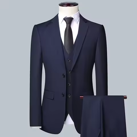 Suit Boutique Men's Fashion Business (Blazer+ Vest + Trousers) Gentleman's Wedding Casual Profession