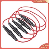 [Lovoski2] 5 Pieces Fuse Holder 18 Gauge AWG Wire 250V Black Universal 5x20mm 7