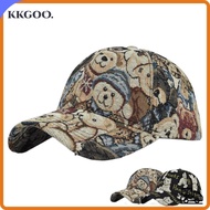 KKGOO Cute Bear Baseball Cap, Cartoon Little Bear Print Unisex-Teens Caps, Cotton Bear Print Duckbil