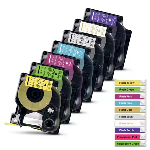 Compatible Dymo D1 COLORPOP Tapes 12mm D1 Label Sticker Flash Color for Dymo Label Printer LM160 LM2