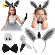 ASWELL 4PCS Donkey Costume Set, Animal Bow Tie Donkey Headband, Fashion Tail Nose Funny Donkey Ears 