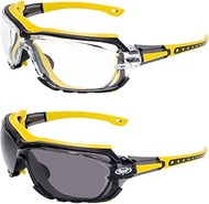 Global Vision 2 Pair Octane Padded Motorcycle Safety Sunglasses Clear and Smoke Lens ANSI Z87.1