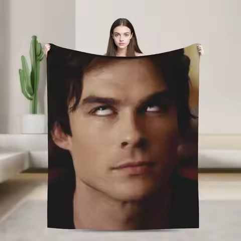 Young Ian Somerhalder Blankets Flannel Damon Salvatore Paul Wesley Lightweight Throw Blankets for Ho