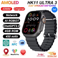 New HK11 ULTRA 3 Smartwatch 2025 49mm HD 4G ROM Bluetooth Network Call Robot Clock NFC Compass Smart