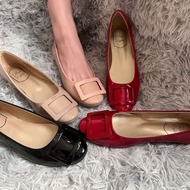 [Ready Stock] Square Buckle Shoes Soft Sole Temperament French Mary Jane Shoes Ballet Flat Shoes rv 