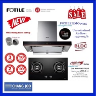 FOTILE EMG9035 Chimney Hood 1950m3/h Unrestrained Airflow ( DC Inverter Motor ) + GHG78215 Gas Hob