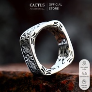 Nhẫn hoạ tiết rune nhẫn vuông thép titan không gỉ - Cactus Accessoriesss