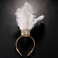 SY Queen Exaggerated Feather Crown Tiara Womens High-end Rhinestone Headdress Gothic Dance Accessori