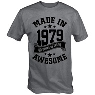 Cotton T-Shirt Printed With 6Tn Made 1979 40 Years Of Being Awesome 40Th Classic Style