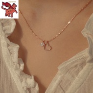 necklace 18k saudi gold pawnable legit Love necklace female niche design light luxury double heart pendant collarbone chain Korean jewellery girlfriend gift