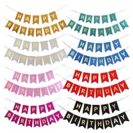 Happy Birthday Banner Glitter With Glitter Gold Wording Birthday Party Decoration Bunting Glitter Fl