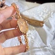 Ladies Vintage Luxury Quartz Watch Elongated Alloy Thin Bracelet Track Shape Case Elegant Lady Commu