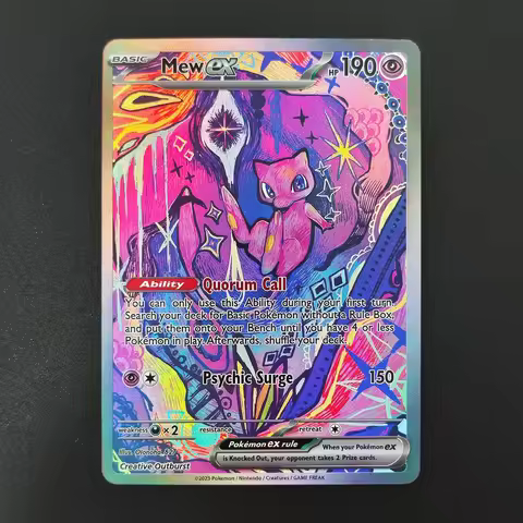 DIY Pokemon Mew ex Holographic Texture English Version Full Art Premium Anime Collection Card Perfec