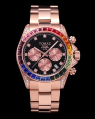 Tomaz Men's Watch GR02M-D1 (Rsg/Blk) with Rainbow Swarovski (Rosegold Stainless Steel)