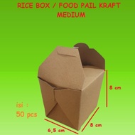 Rice Box/Food Pail Kraft Medium Contents 50pcs