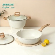 BOREINE Professional Cooking Stew Pot (4L/5L) Saucepan Soup Pot (4L/5.5L) Cookware Set Aluminum Pot 