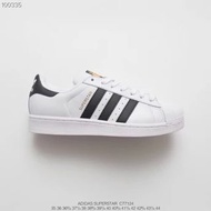 優選 AL1045   #真標帶半碼！男女鞋！三葉草 愛迪達Adidas superstar 貝殼頭經典板鞋“白黑金標” 貨號：C77124 價格1700元(6B45)