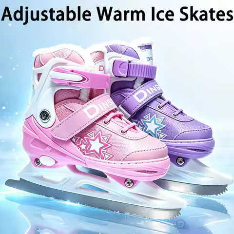 Adjustable Kids Ice Skates Warm Fleece Lined Ice Skating Shoes For Adults Plush Lining Ice Skating B