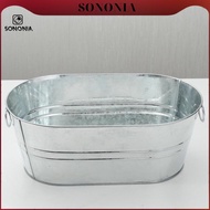 SONONIA Galvanized Tub Tin Ice Holder Storage Container Ice Bucket Ice Tub Beer Buckets