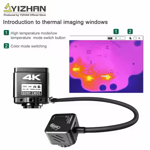 YIZHAN Thermal Imager 4k Electronics Soldering Microscope Camera 256*192 Pixels HDMI USB Built-in So