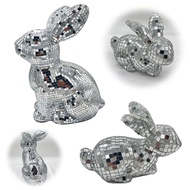 Rabbit Ornament Decorations For Home Fleece Outdoor Disco Ball Animal Table Adornment O6r8