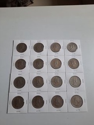 香港:前殖民地:(大1元硬幣):女王頭:全部1975年:(可散買8個):共16個