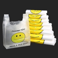 COD Smiley face plastic bag customized food delivery bag portable shopping convenience large bag