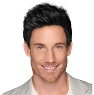 Hairuwear HIM Dapper Men's Hairpiece With Textured Waves and Layered Cropped Sides, M120S BLACK WITH