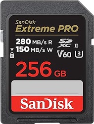 SanDisk 256GB Extreme PRO SDXC UHS-II Memory Card - C10, U3, V60, 6K, 4K UHD, SD Card - SDSDXEP-256G-GN4IN, Black