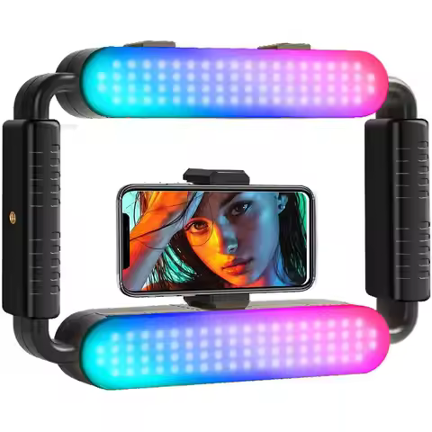 GVM Smartphone RGB Video Rig Camera Video Stabilizer Selfie Light Professional LED Ring Light Compat