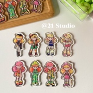 4cm Cute Double-Sided Molinta Acrylic for DIY Keychain 4cm双面爆米花女孩亚克力片片