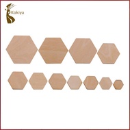 [kokiya] 00/200 Pieces Hexagon Shapes MDF Cutouts Wood Wooden Embellishments Shapes for DIY Craft De