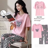 Women's pajamas, padded plus size women's pajamas, cute fashion summer pajamas, green avocado pajama