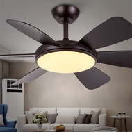 Variable Frequency Mute Fan Restaurant Home Retro Remote Control Ceiling Fan Lights Nordic Ceiling Fan, with Light Living Room Fan-Style Ceiling Lamp