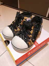二手日本購入 正品CONVERSE &amp; X girl 聯名款  ALL STAR  點點 迷彩 豹紋 拼布 兒童鞋