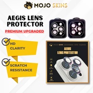 MojoSkins Aegis Lens Tempered Glass Protector Titanium Brushed Metal Ring Protector iP 15 14 13 Pro Max 12 iP 11