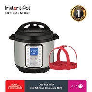 Instant Pot Duo PLUS 9-IN-1 with Red Silicone Bakeware Sling, Multi-Use Smart Pressure Cooker 6 Quar