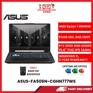 ASUS-FA506N-CGHN777WS-AMDRYZEN7-8845HS,8GBR5,512GBM.2SSD,RTX30504GBR6,15.6"FHD,W1164,2YRS,OPI