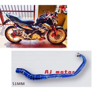 SUZUKI BELANG150 BELANG R150 TITANIUM BLUE EXHAUST PIPE MANIFOLD 51MM EKSOZ EKZOS RACING STANDARD NL