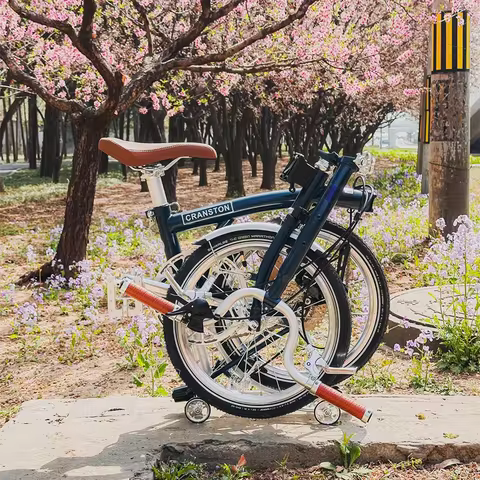 CRANSTON MINT 16 Inch Carbon Steel Folding Bike 9-Speed Three Folding Bicycle Disc Brake Bike Leisur