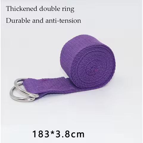 1Pc Yoga Strap For Yoga Pilates Ballet Dance With Adjustable D-Ring Buckle Cotton Yoga Belt For Fitn